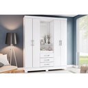 Ver imagem 1 de Guarda Roupa Solteiro 4 Portas e 3 Gavetas C/ Espelho e Pés Briz B24 Branco - Henn