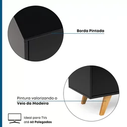 Rack para TV até 60 Polegadas 1 Porta 160cm Retrô Soul Yescasa - 4