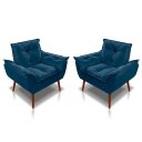 Ver imagem 1 de Kit 02 Poltronas D'luxo Opala Suede Azul Marinho - Pandora Decor