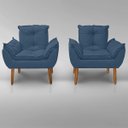 Ver imagem 3 de Kit 02 Poltronas D'luxo Opala Suede Azul Marinho - Pandora Decor