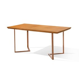 Conjunto Mesa Madeira Maciça Alice 1,60m com 6 Cadeiras Aço Karina Cobre - 4