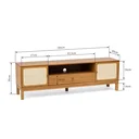 Ver imagem 2 de Rack para TV até 60 Polegadas 180cm 1 Gaveta Madeira Maciça e Palha Natural Gold Yescasa