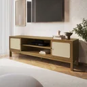 Ver mais imagens de Rack para TV até 60 Polegadas 180cm Madeira Maciça e Palha Natural Gold Yescasa