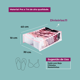 Colmeia Organizadora Gaveta Roupa Premium Para Sutiãs Camisetas 40x30x10cm Cor: Rosa - 2
