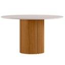 Ver imagem 3 de Mesa Redonda Tampo de Vidro Verbena 135cm Ypê Off White N01 com 6 Cadeiras Nadja Linho Cru - Lyam