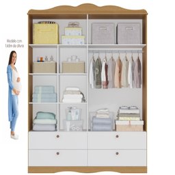 Quarto de Bebê 3 Peças com Berço Capitonê Cômoda 4 Gavetas e Guarda Roupa 4 Portas 4 Gavetas Aquarel - 11