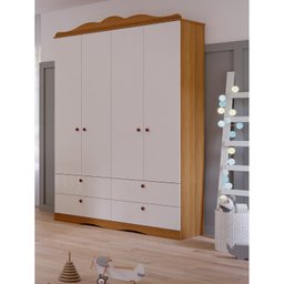 Quarto de Bebê 3 Peças com Berço Capitonê Cômoda 4 Gavetas e Guarda Roupa 4 Portas 4 Gavetas Aquarel - 10