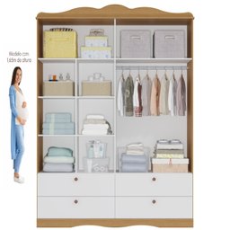 Quarto de Bebê 3 Peças com Berço Capitonê Cômoda 4 Gavetas e Guarda Roupa 4 Portas 4 Gavetas Aquarel - 13
