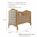 Ver imagem 5 de Quarto de Bebê 3 Peças com Berço Capitonê Cômoda 4 Gavetas e Guarda Roupa 4 Portas 4 Gavetas Aquarel Marrom/Nature/Branco