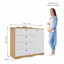 Ver imagem 6 de Quarto de Bebê 3 Peças com Berço Capitonê Cômoda 4 Gavetas e Guarda Roupa 4 Portas 4 Gavetas Aquarel Marrom/Nature/Branco