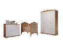 Ver imagem 2 de Quarto de Bebê 3 Peças com Berço Capitonê Cômoda 4 Gavetas e Guarda Roupa 4 Portas 4 Gavetas Aquarel Marrom/Nature/Branco