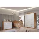 Ver imagem 1 de Quarto de Bebê 3 Peças com Berço Capitonê Cômoda 4 Gavetas e Guarda Roupa 4 Portas 4 Gavetas Aquarel