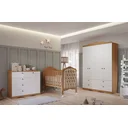 Ver imagem 1 de Quarto de Bebê 3 Peças com Berço Capitonê Cômoda 4 Gavetas e Guarda Roupa 4 Portas 4 Gavetas Aquarel