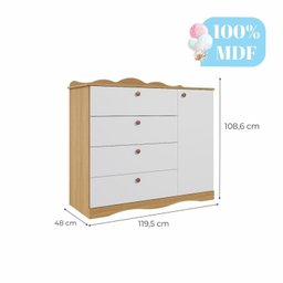 Quarto de Bebê 3 Peças com Berço Capitonê Cômoda 4 Gavetas e Guarda Roupa 4 Portas 4 Gavetas Aquarel - 4