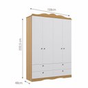 Ver imagem 3 de Quarto de Bebê 3 Peças com Berço Capitonê Cômoda 4 Gavetas e Guarda Roupa 4 Portas 4 Gavetas Aquarel Marrom/Nature/Branco