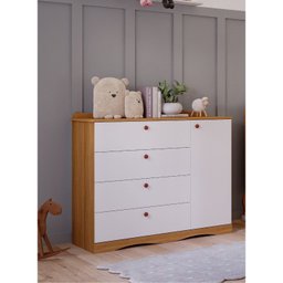 Quarto de Bebê 3 Peças com Berço Capitonê Cômoda 4 Gavetas e Guarda Roupa 4 Portas 4 Gavetas Aquarel - 7