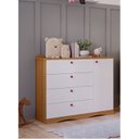 Ver imagem 7 de Quarto de Bebê 3 Peças com Berço Capitonê Cômoda 4 Gavetas e Guarda Roupa 4 Portas 4 Gavetas Aquarel Marrom/Nature/Branco
