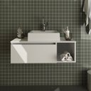 Ver imagem 2 de Gabinete Suspenso para Banheiro 80cm 1 Porta Basculante 1 Nicho 