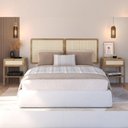 Ver imagem 2 de Cabeceira Casal Queen 160cm e 2 Mesas Laterais 1 Gaveta Madeira Moss A03 Hanover Roble - Lyam Decor