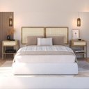 Ver imagem 1 de Cabeceira Casal Queen 160cm e 2 Mesas Laterais 1 Gaveta Madeira Moss A03 Hanover Roble - Lyam Decor