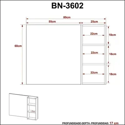 Ver imagem 5 de Espelheira para Banheiro 80cm Laranja/Amendoa