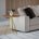 Mesa Lateral Decorativa Gabriela Base Dourada Tampo Redondo Amêndoa