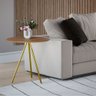 Mesa Lateral Decorativa Gabriela Base Dourada Tampo Redondo Amêndoa - 1