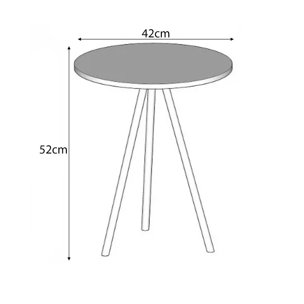 Mesa Lateral Decorativa Gabriela Base Dourada Tampo Redondo Amêndoa - 3