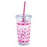 Copo com Canudo Drink 600ml - Rosa - 1
