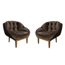 Ver imagem 2 de Kit 2 Poltronas Decorativa Marcela Veludo Marrom