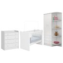 Ver imagem 1 de Dormitório Infantil Doce Sonho 2 Portas, Cômoda Trocador e Berço Branco - Qmovi