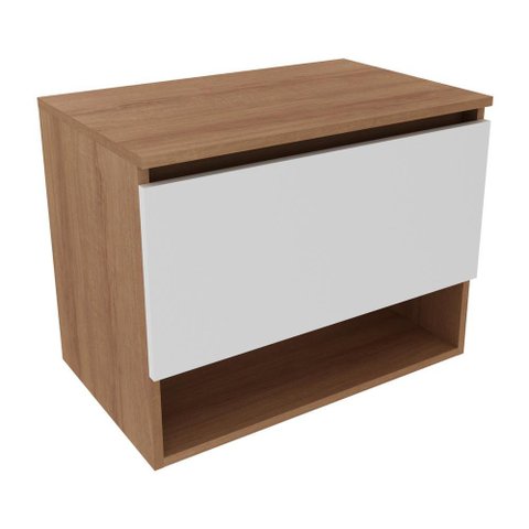 Gabinete Banheiro 1 Porta 60cm Suspenso Multimóveis VCR10086 Amêndoa/Branco