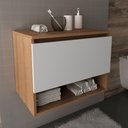 Ver imagem 5 de Gabinete Banheiro 1 Porta 60cm Suspenso Multimóveis VCR10086 Amêndoa/Branco