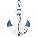 Ver imagem 1 de Ancora Decorativa Náutica Marinheiro Branco e Azul 33cm
