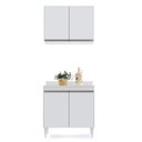 Ver imagem 3 de Kit Armário Aéreo e Balcão de Cozinha Lavanderia 02 Portas Loren Branco com Tampo 80 cm - D’Rossi