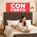 Ver imagem 4 de Cabeceira Casal Paris Estofada Painel com Recamier Baú 130cm para Cama Box Marrom - Arkell