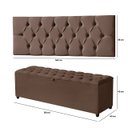 Ver mais imagens de Cabeceira Casal Paris Estofada Painel com Recamier Baú 130cm para Cama Box Marrom - Arkell
