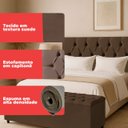 Ver imagem 7 de Cabeceira Casal Paris Estofada Painel com Recamier Baú 130cm para Cama Box Marrom - Arkell