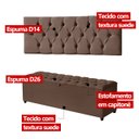 Ver imagem 5 de Cabeceira Casal Paris Estofada Painel com Recamier Baú 130cm para Cama Box Marrom - Arkell