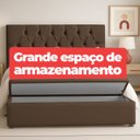 Ver imagem 3 de Cabeceira Casal Paris Estofada Painel com Recamier Baú 130cm para Cama Box Marrom - Arkell