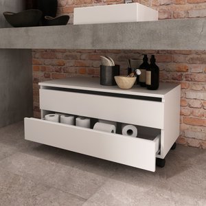Balcão Gabinete para Banheiro 80cm com Rodízio e 2 Gavetas BN3603