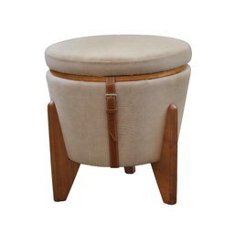 Puff Banqueta Fênix Baú Mesa Castellar Móbile Linho Bege - 1 Puff Banqueta Fênix Baú Mesa Castellar Móbile Linho Bege - 1