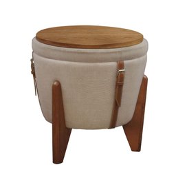 Puff Banqueta Fênix Baú Mesa Castellar Móbile Linho Bege - 2 Puff Banqueta Fênix Baú Mesa Castellar Móbile Linho Bege - 2