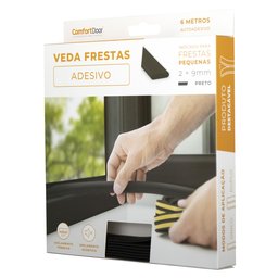 Veda Frestas Auto Adesivo Para Portas E Janelas 2mm Comfort Door 6 metros Preto - 8