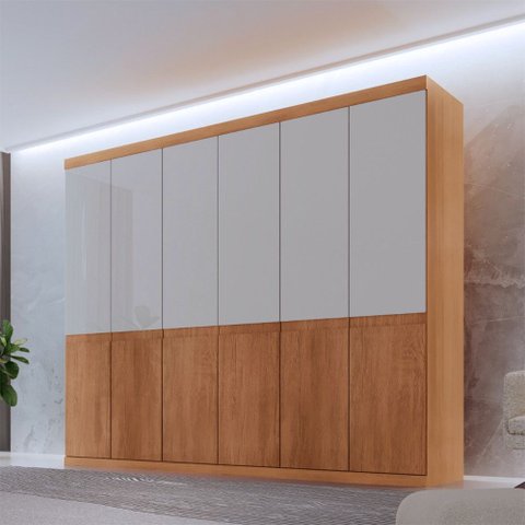 Guarda Roupa Casal Bipartido Doble MDF 6 Portas e 4 Gavetas Moderna Mobília
