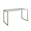Ver imagem 1 de Escrivaninha Industrial Base Ferro Dourado Tampo Mdp Branco 120x60