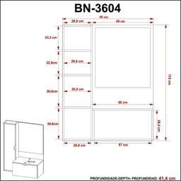 Gabinete para Banheiro Suspenso com Espelheira 2 Portas  - 5