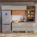 Ver imagem 1 de Cozinha Completa Modulada com Aéreo 4 Peças MDF Proença Bege/Nogueira/Nude Prime