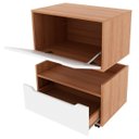 Ver imagem 4 de Kit Balcão e Gabinete de Banheiro 1 Porta 1 Gaveta e Rodízio Amêndoa/branco