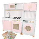Ver imagem 1 de Kit Cozinha Infantil Retro e Máquina de Lavar Infantil - Rosa Bebê